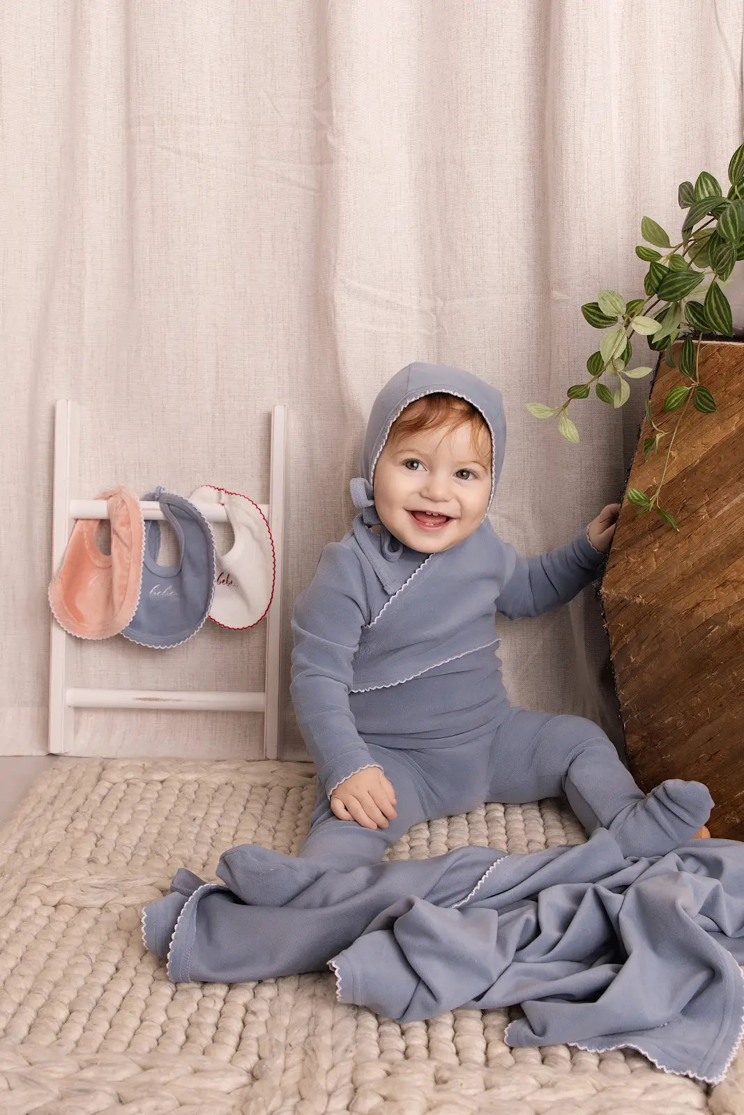 Blue Classic Velour Footie - Boys