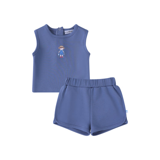 Denim Blue Two Piece Fisherman Set- Boys