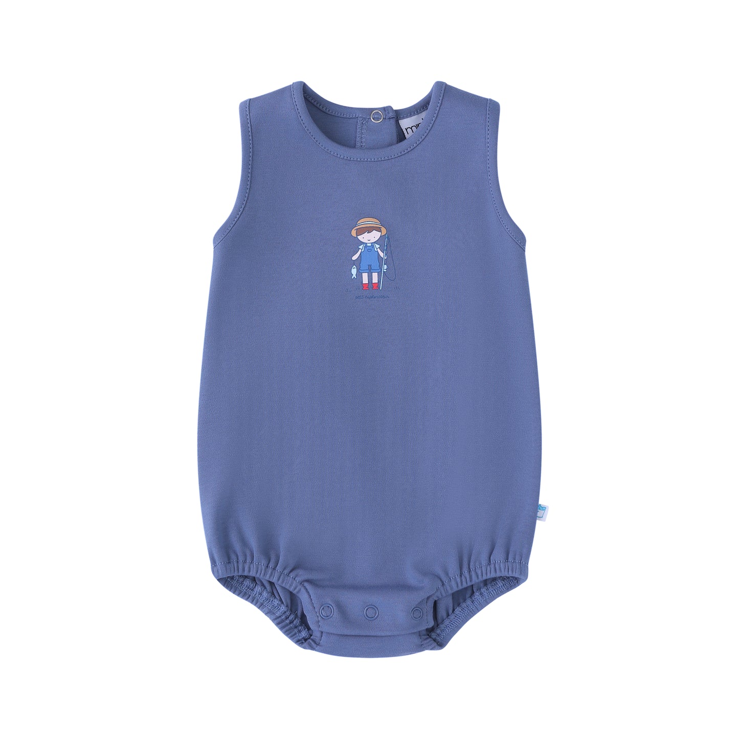 Denim Blue Fisherman Romper- Boys