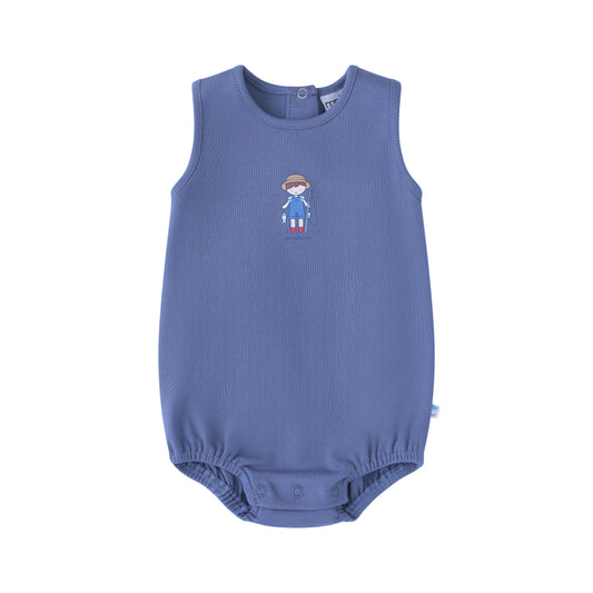 Denim Blue Fisherman Romper- Boys
