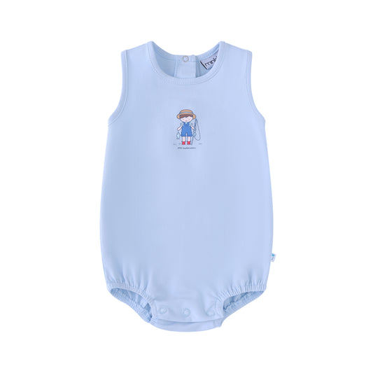 Light Blue Fisherman Romper- Boys
