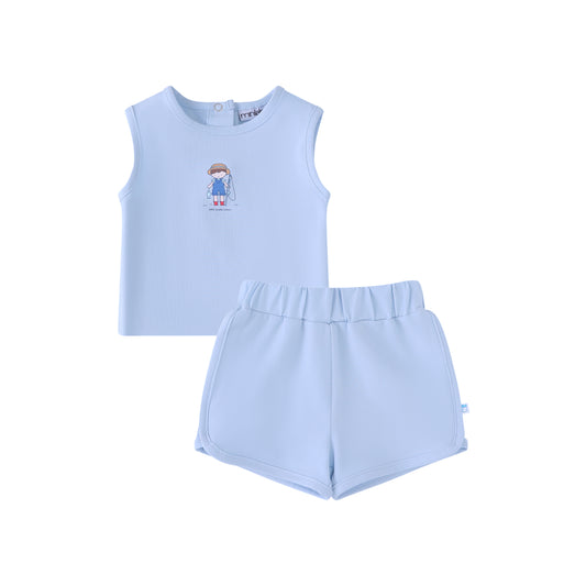 Light Blue Two Piece Fisherman Set- Blue