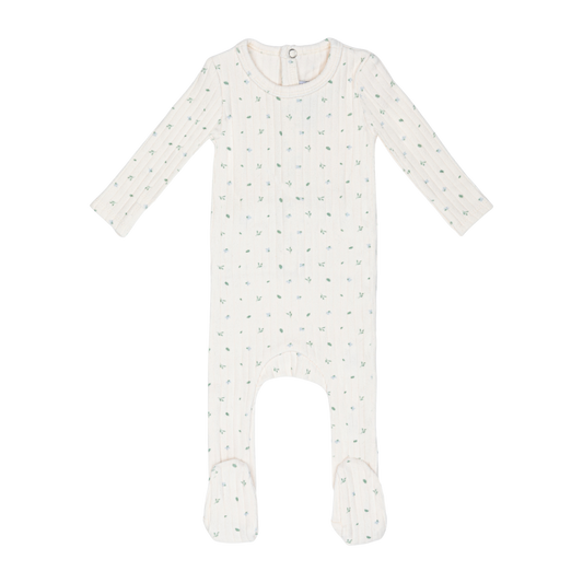 Ivory Petal Pointelle Floral Footie-Boys