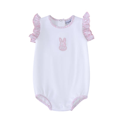 White Liberty Bunny Romper-Girls