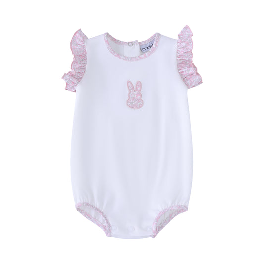White Liberty Bunny Romper-Girls
