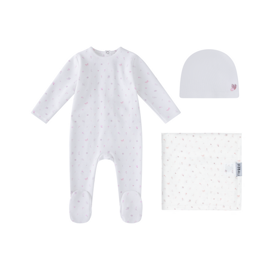 White Butterfly All Over Print Set -Girls