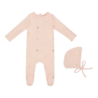 Girls Mini Embroidered Butterfly Footie and Hat