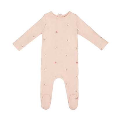 Girls Mini Embroidered Butterfly Footie