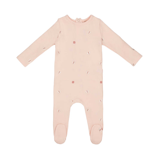 Girls Mini Embroidered Butterfly Footie