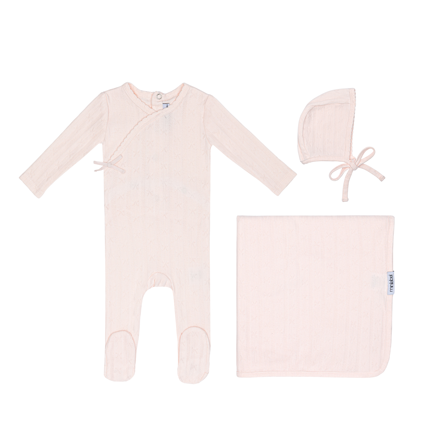 Pink Butterfly Wrapover Pointelle Set -Girls