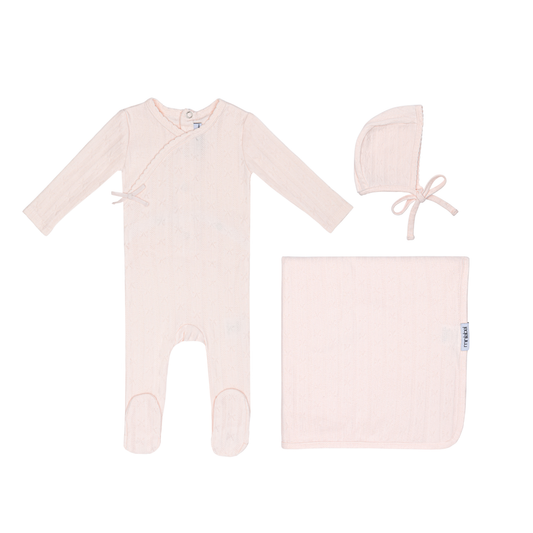 Pink Butterfly Wrapover Pointelle Set -Girls