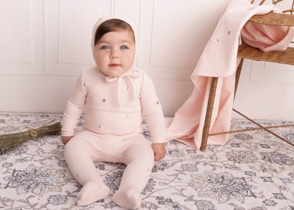 Girls Mini Embroidered Butterfly Footie and Hat