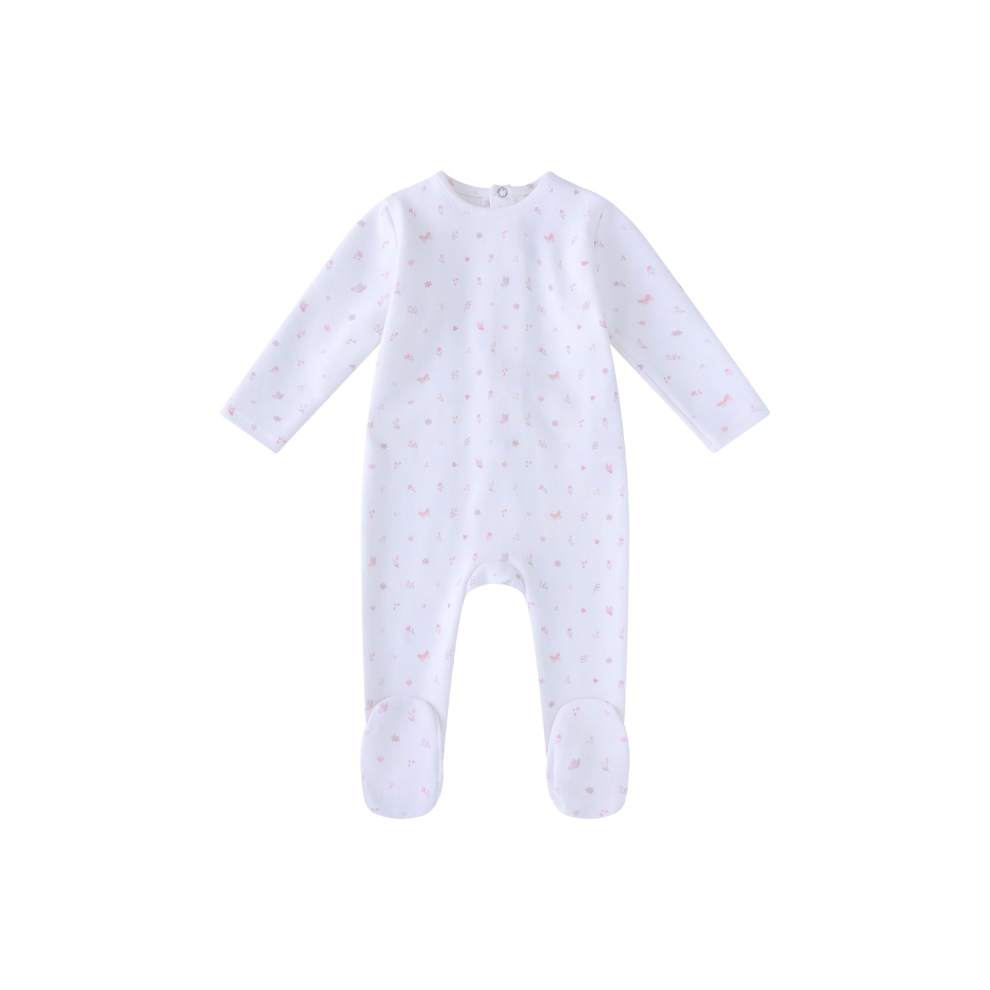 White Butterfly All Over Print Footie -Girls