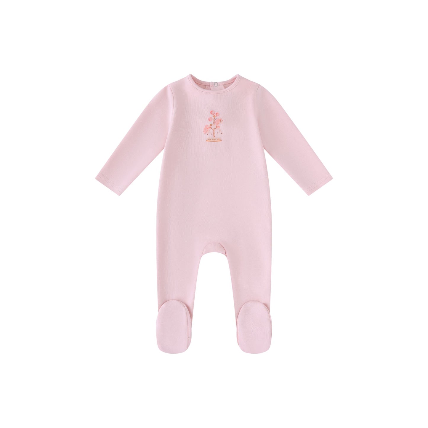 Pink Water Print Carousel Footie- Girls