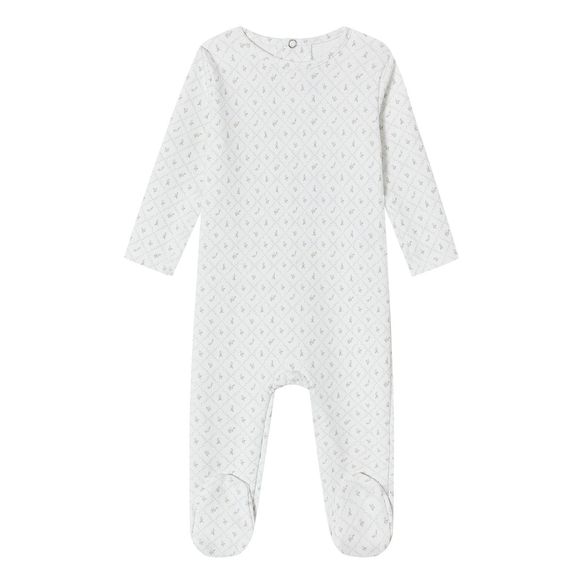 White Geometrical Printed Footie - Boys