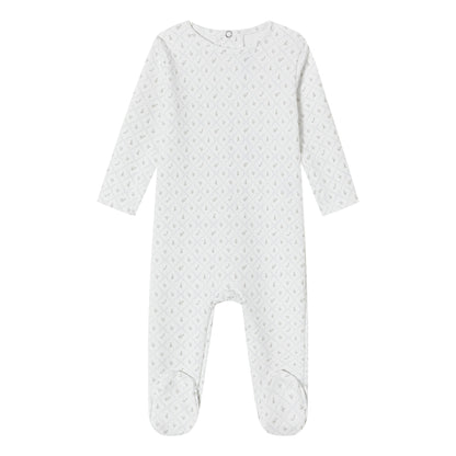 White Geometrical Printed Footie - Boys