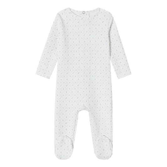 White Geometrical Printed Footie - Boys