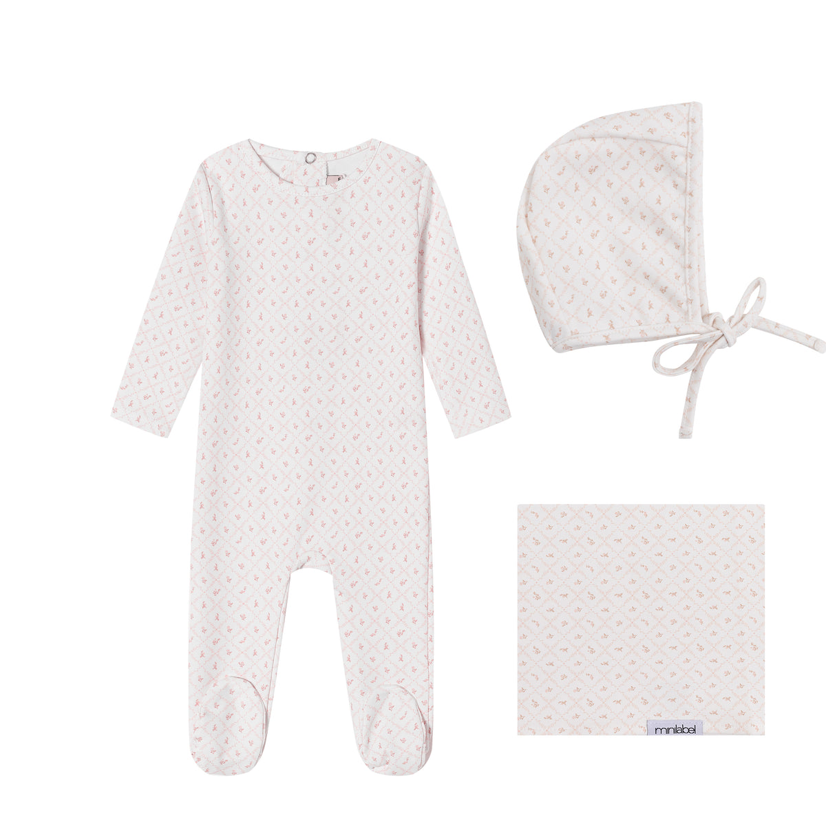 White Geometrical Printed Set - Girls