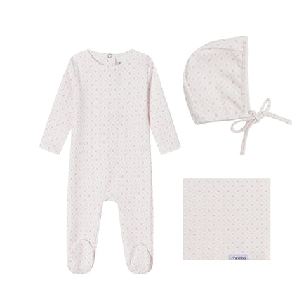 White Geometrical Printed Set - Girls