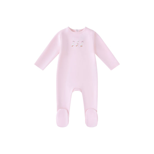 Embroidered Ducks Footie-Girls