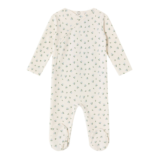 Cream Hydrangea Printed Kimono Footie - Boys