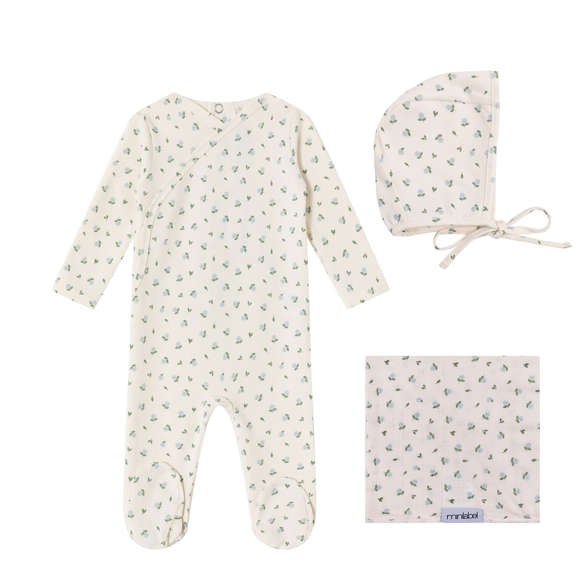 Cream Hydrangea Printed Kimono Set - Boys
