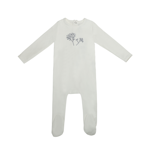 Embroidered Flower Boys Footie