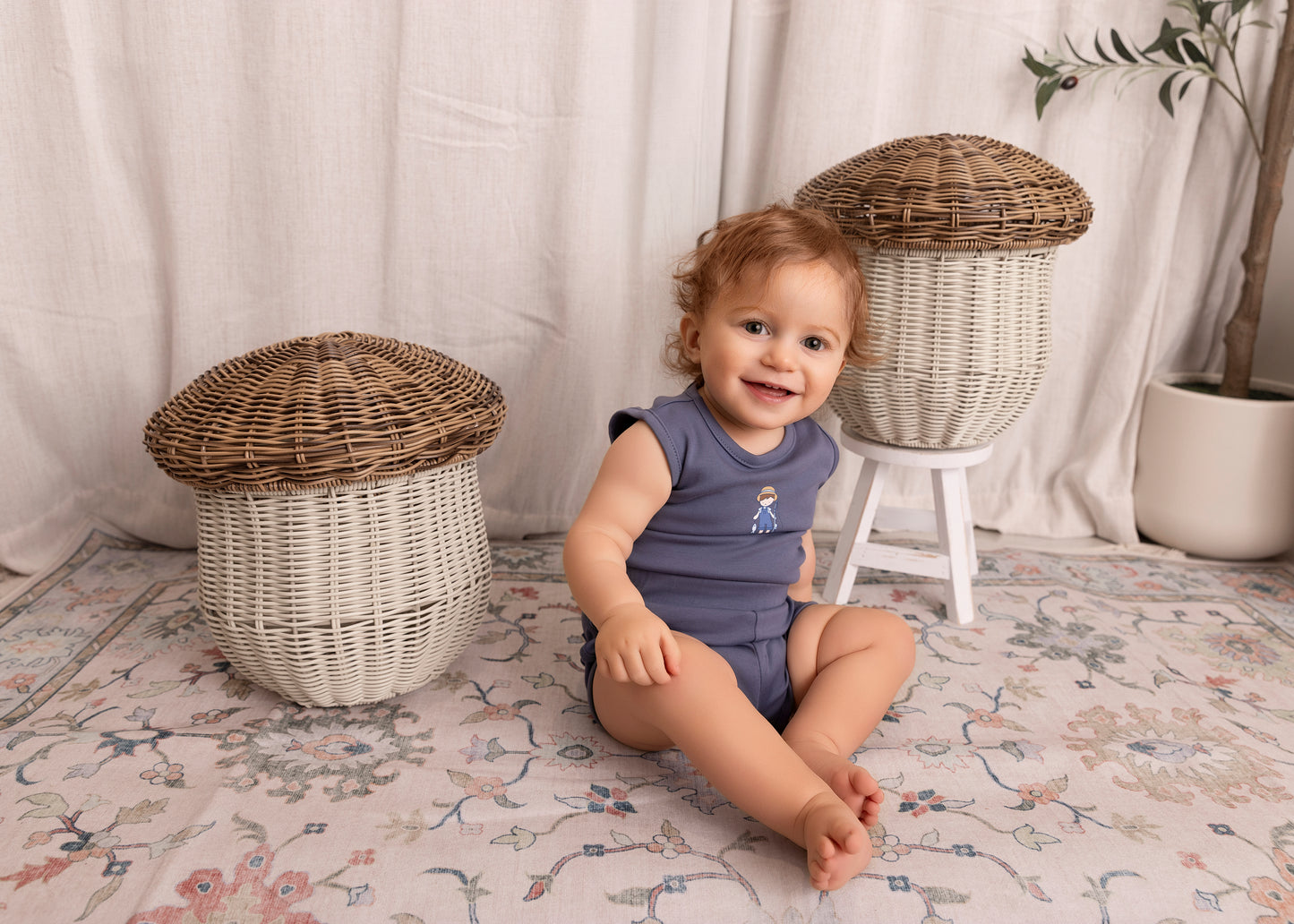 Denim Blue Two Piece Fisherman Set- Boys