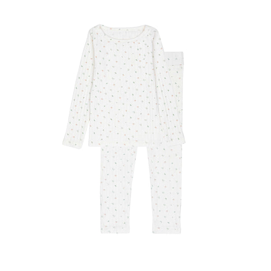 Ivory Petal Pointelle Floral Two Piece-Girls