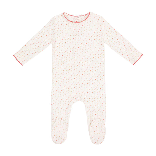 White Bright Floral Print Footie-Girls