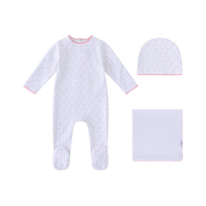 White Bright Floral Print Set-Girls