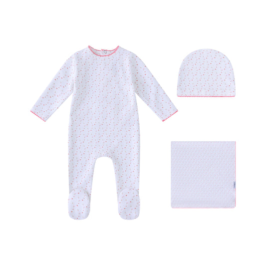 White Bright Floral Print Set-Girls