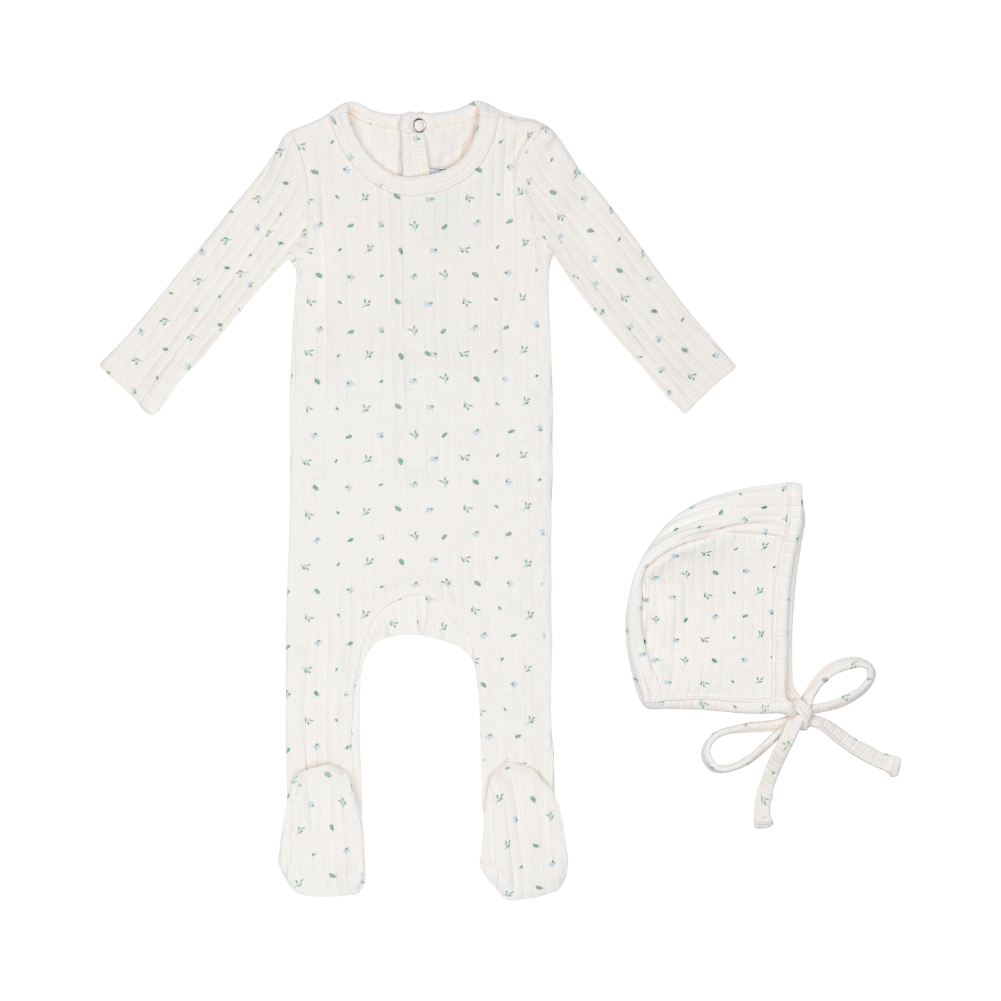 Ivory Petal Pointelle Floral Footie and Hat-Boys