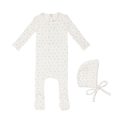 Ivory Petal Pointelle Floral Footie and Hat-Boys