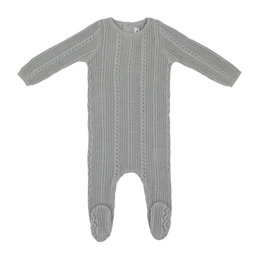 Pointelle Knit Footie-Blue