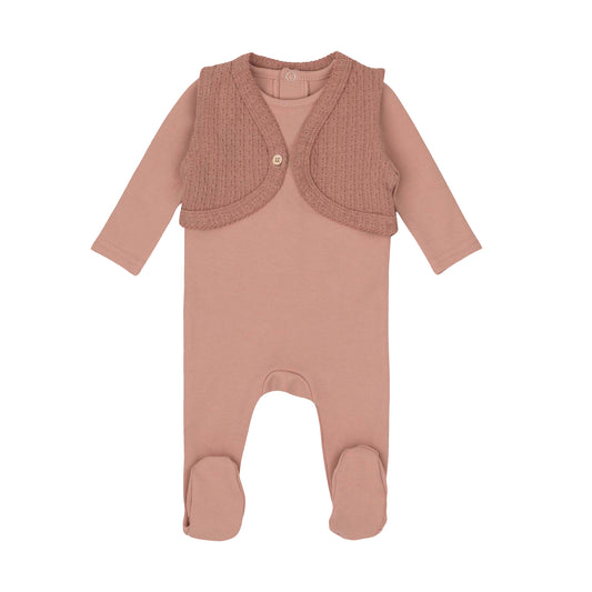 Rose Pink Knit Vest Footie