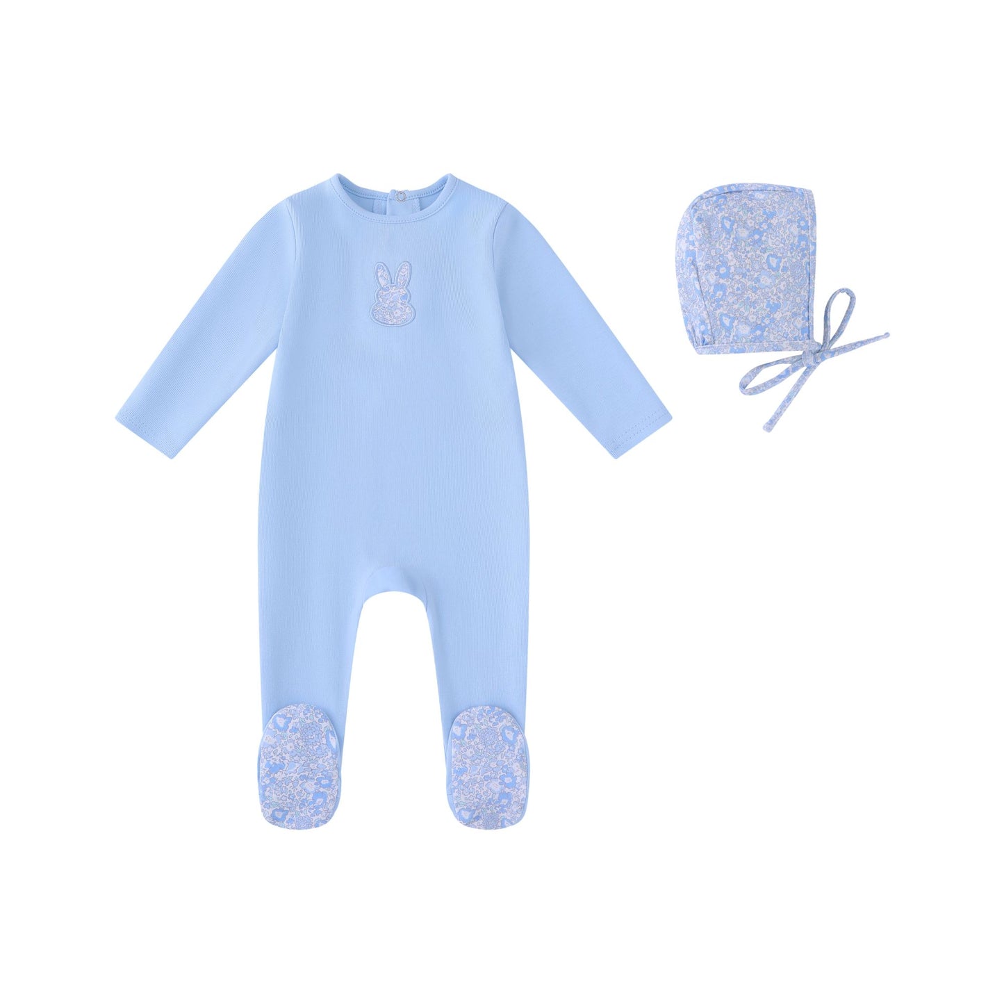 Blue Liberty Bunny Footie and Hat-Boys