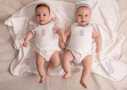 White Liberty Bunny Romper-Girls