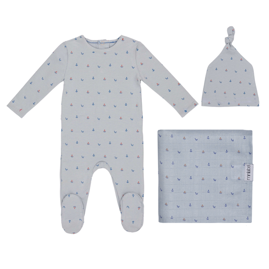 Sea Blue Nautical Print Set-Boys