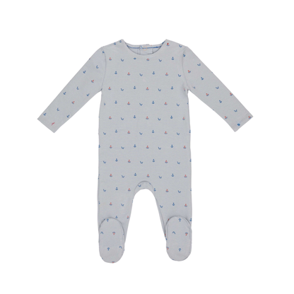 Sea Blue Nautical Print Footie-Boys