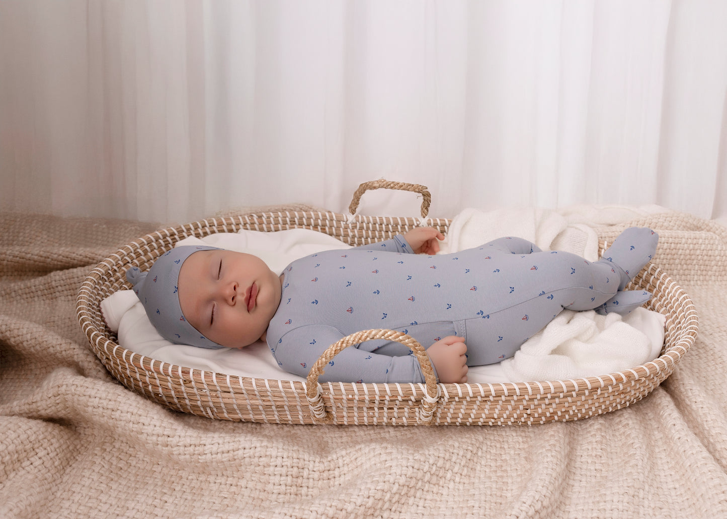Sea Blue Nautical Print Set-Boys