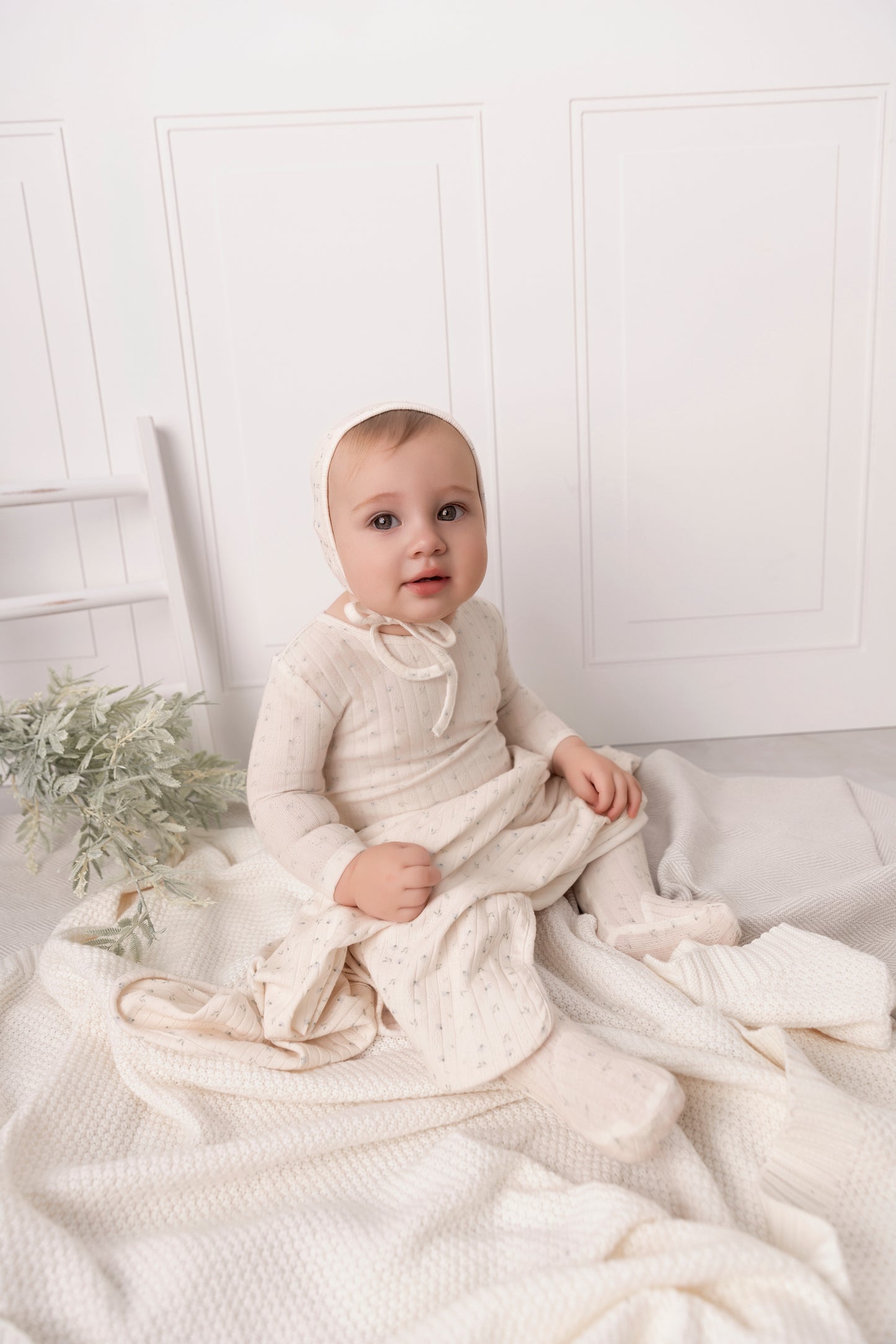 Ivory Petal Pointelle Floral Set-Boys