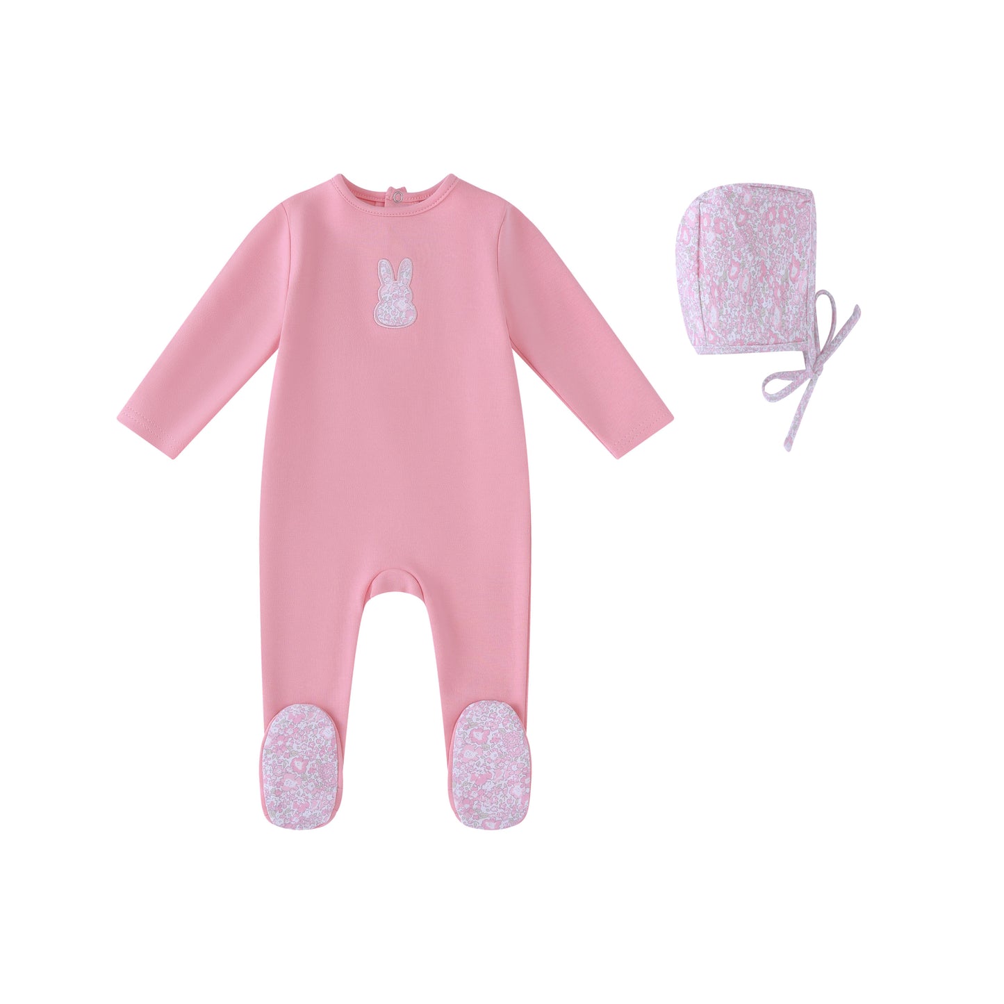 Pink Liberty Bunny Footie and Hat-Girls