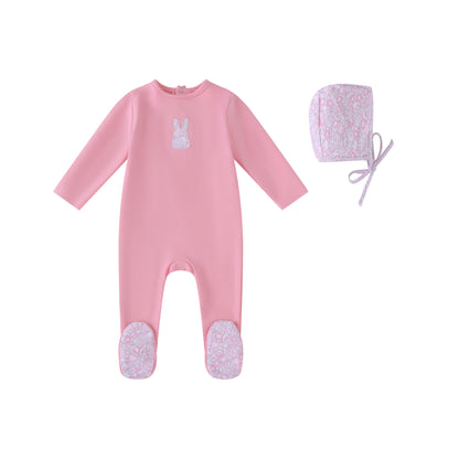 Pink Liberty Bunny Footie and Hat-Girls