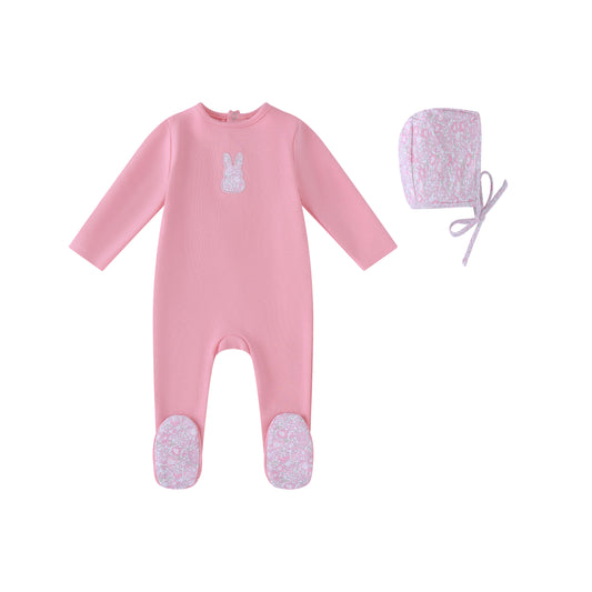 Pink Liberty Bunny Footie and Hat-Girls