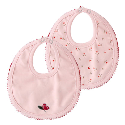 Pink Heart Printed Kimono Bib - Girls