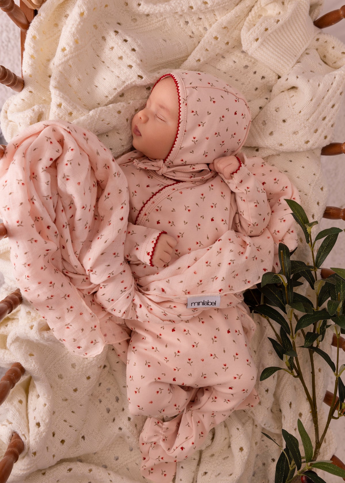 Pink Heart Printed Kimono Footie and Bonnet - Girls