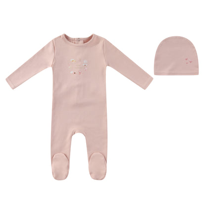 Pink Little Explorer Footie and Hat - Girls