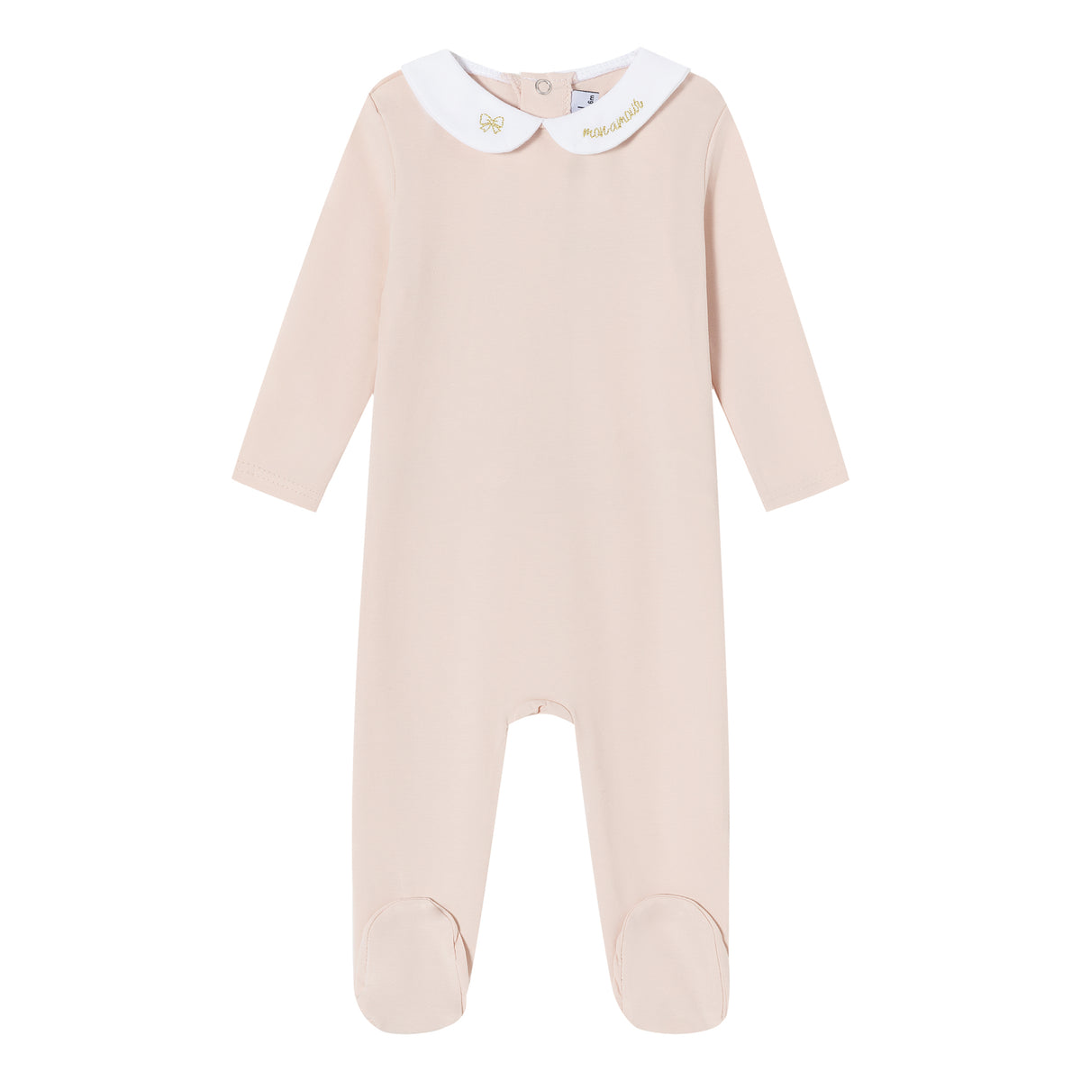 Pink Metallic Embroidered Footie - Girls