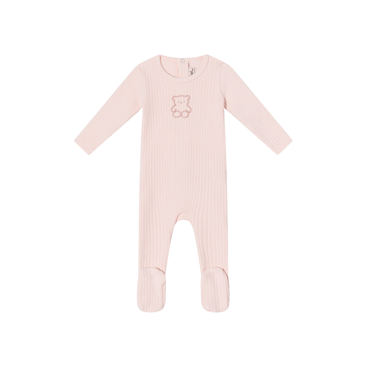 Pink Pointelle Bear Footie- Girls